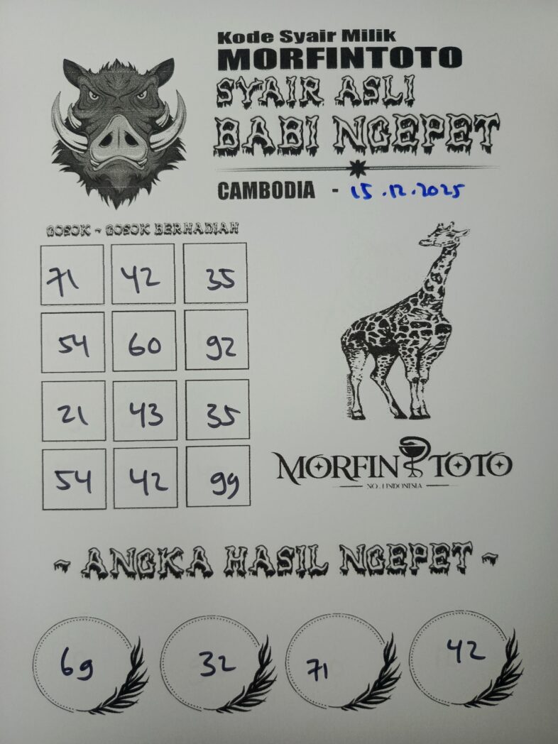 SYAIR TOGEL BABI NGEPET CAMBODIA 15 DESEMBER 2025