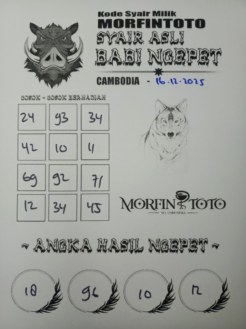 SYAIR TOGEL BABI NGEPET CAMBODIA 16 DESEMBER 2025