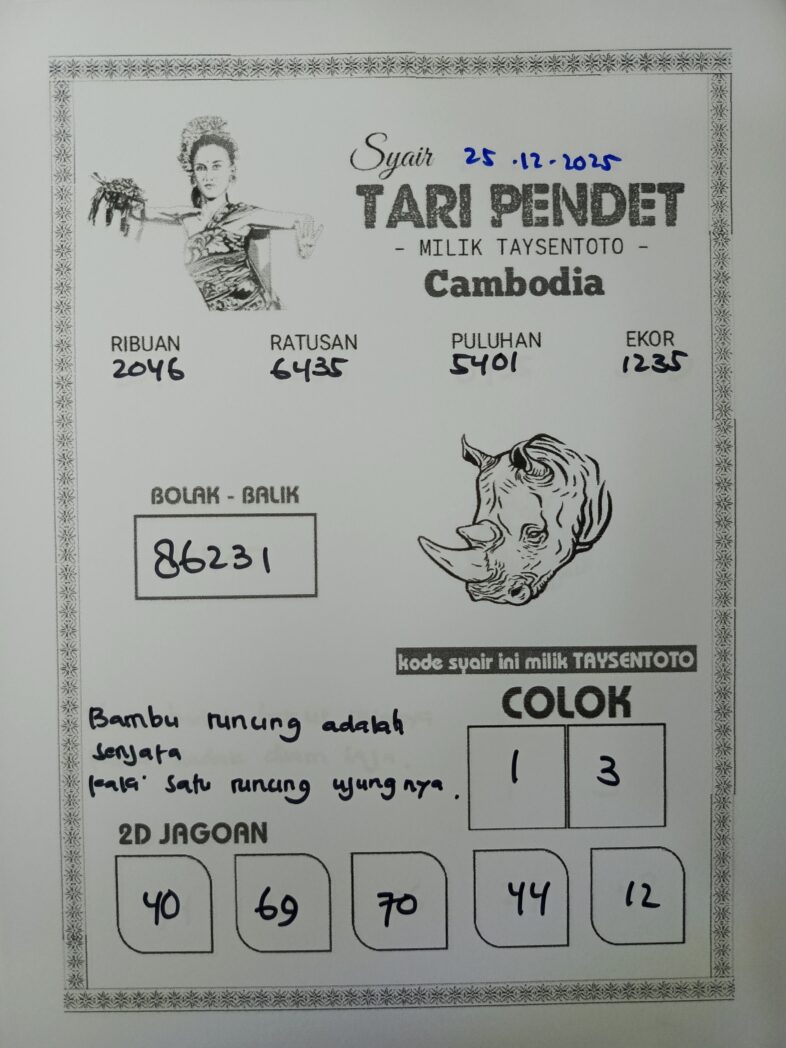 Syair Tari Pendet Cambodia Hari Ini Kamis, 25 Desember 2025