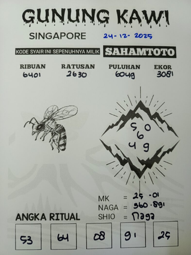 Syair Gunung Kawi Singapore Pools hari ini 24 Desember 2025
