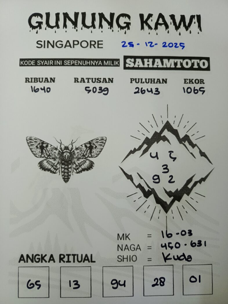 Syair Gunung Kawi SINGAPORE POOLS hari ini 25 Desember 2025