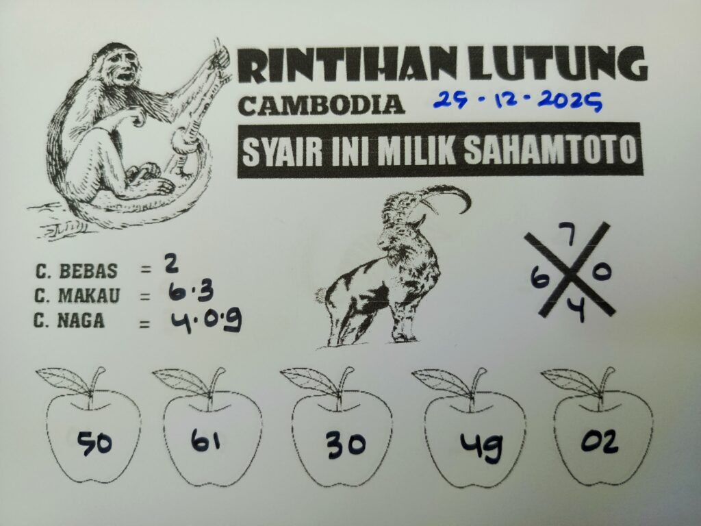 Syair Rintihan Lutung cambodia pools hari ini 25 Desember 2025