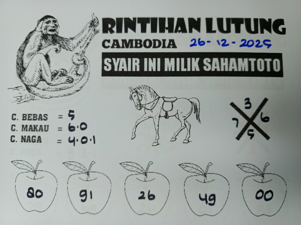 Syair Rintihan Lutung cambodia pools hari ini 26 Desember 2025