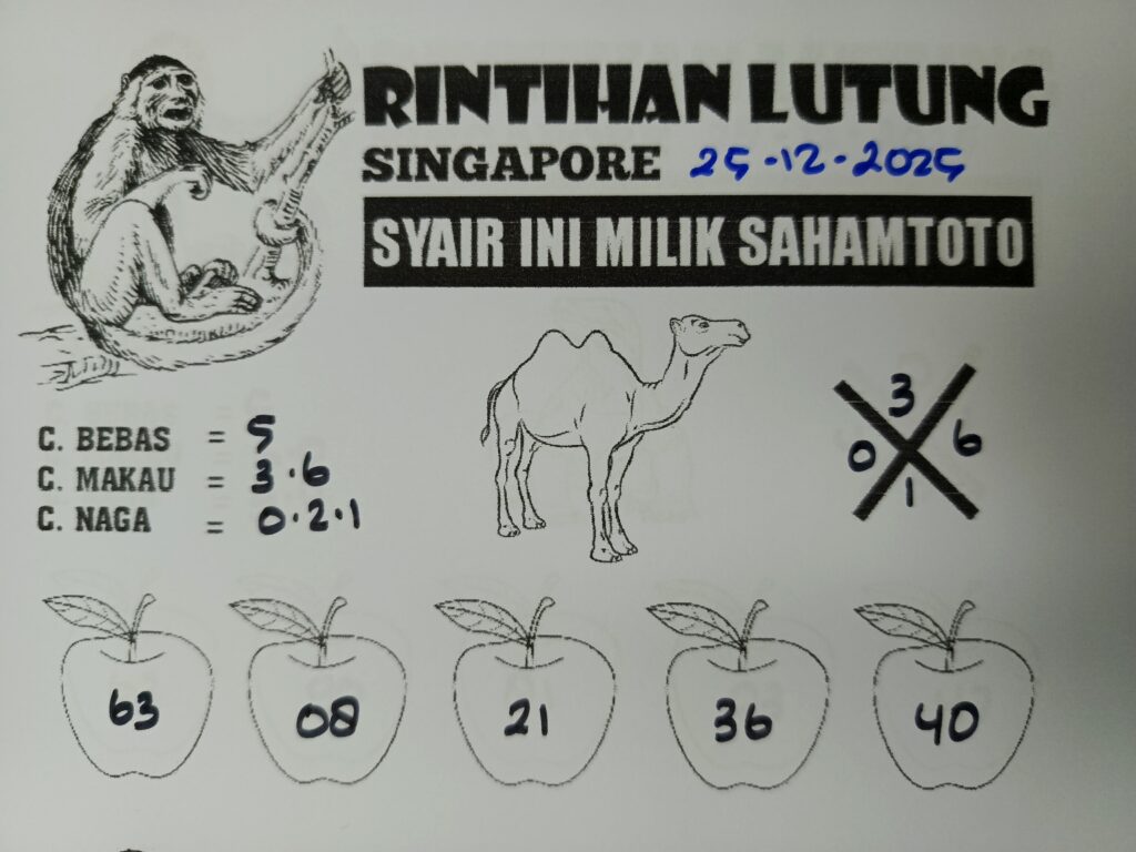 Syair Rintihan Lutung SINGAPORE POOLS hari ini 25 Desember 2025