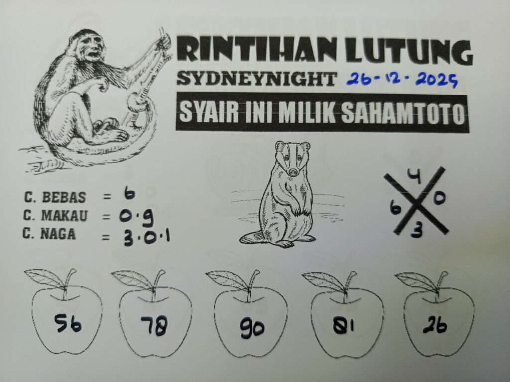 Syair Rintihan Lutung SydneyNight Hari ini Jumat, 26 Desember 2025