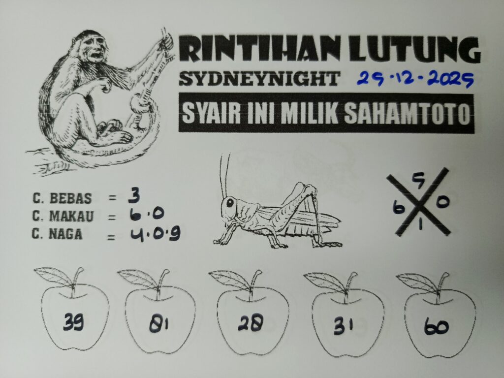 Syair Rintihan Lutung SydneyNight Hari ini Kamis, 25 Desember 2025