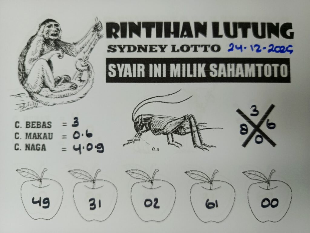 Syair Rintihan Lutung SYDNEY LOTTO hari ini 24 Desember 2025