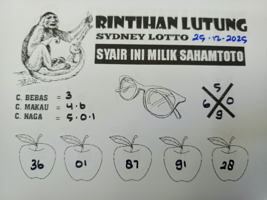 Syair Rintihan Lutung SYDNEY LOTTO hari ini 25 Desember 2025