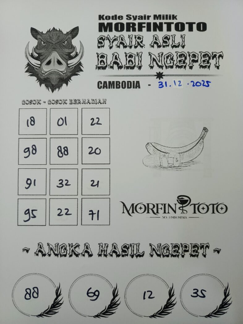 SYAIR TOGEL BABI NGEPET  CAMBODIA 31 DESEMBER 2025