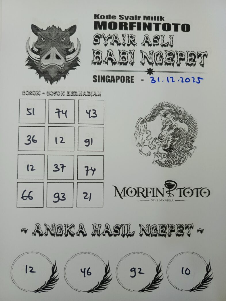 SYAIR TOGEL BABI NGEPET SINGAPORE 31 DESEMBER 2025