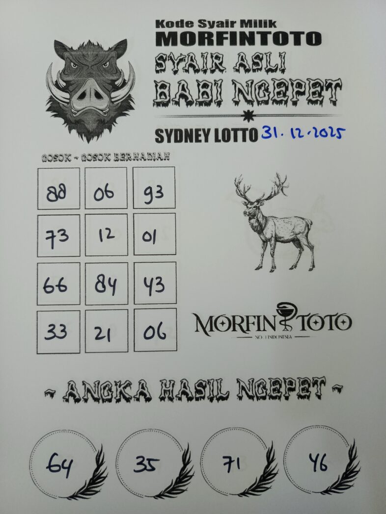 SYAIR TOGEL BABI NGEPET SYDNEY LOTTO 31 DESEMBER 2025