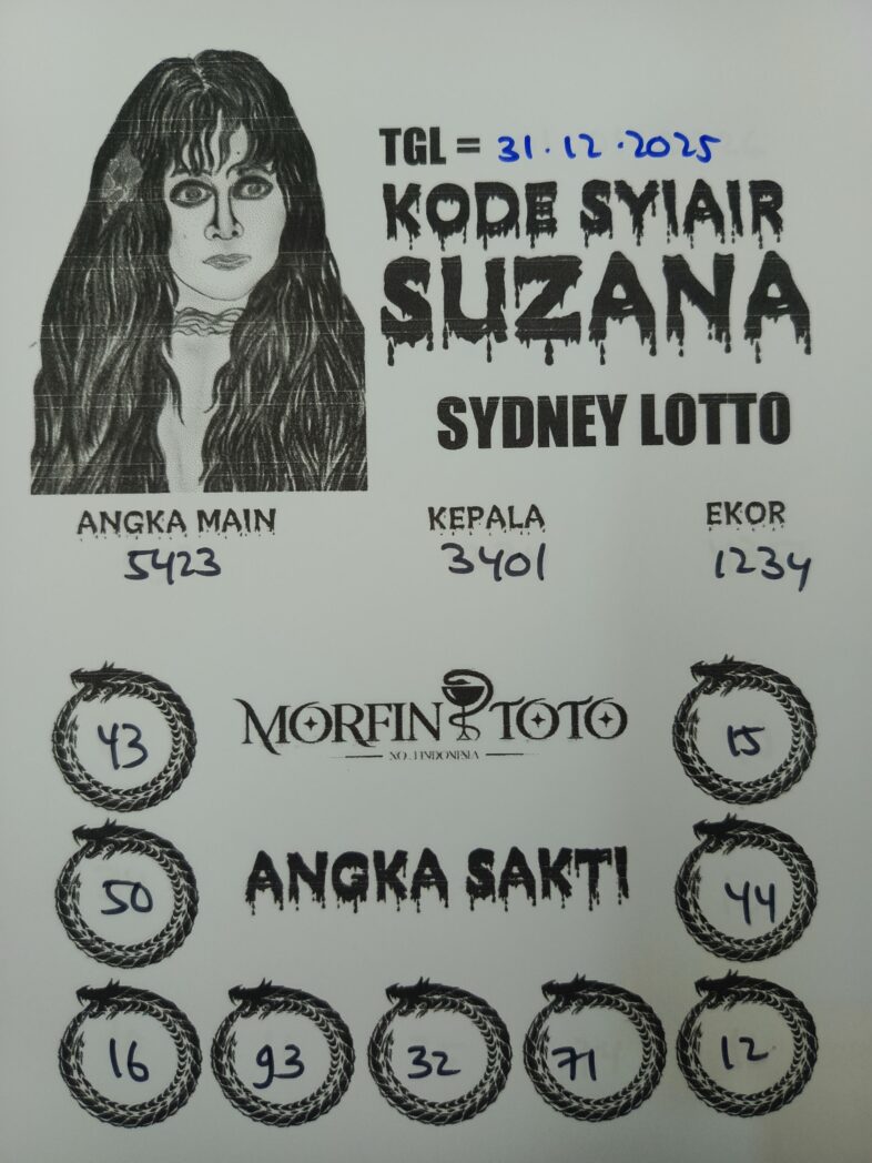 SYAIR TOGEL SUZANA  SYDNEY LOTTO 31 DESEMBER 2025