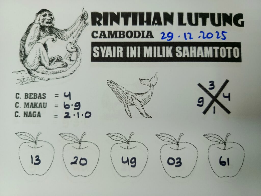 Syair Rintihan Lutung Cambodia Pools Hari ini Senin 29 Desember 2025
