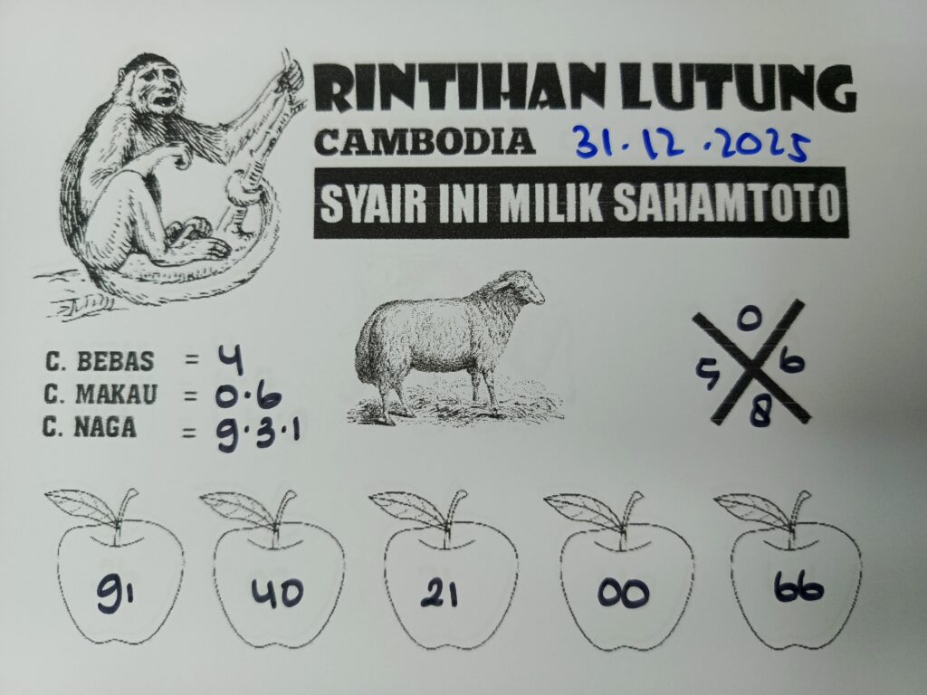 Syair Rintihan Lutung Cambodia Pools Hari ini Rabu, 31 Desember 2025