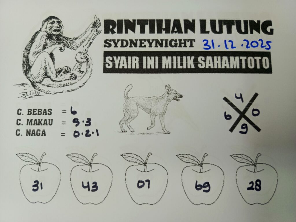 Syair Rintihan Lutung SydneyNight Hari ini Rabu, 31 Desember 2025