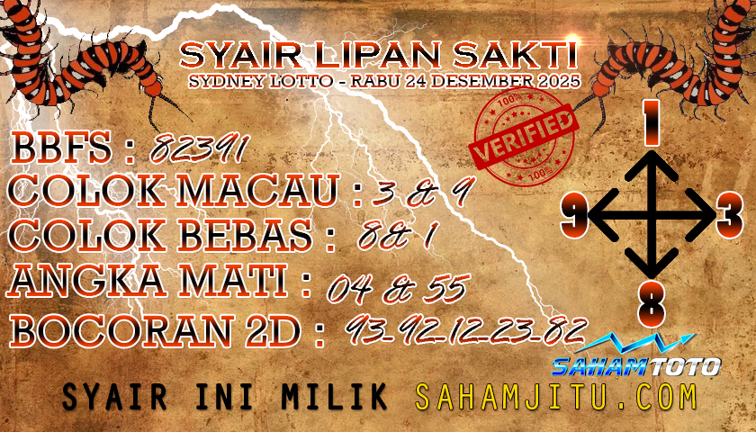 syair lipan sakti SYDNEY LOTTO hari ini 24 Desember 2025