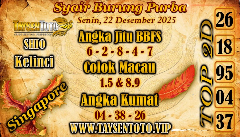 Syair Colok Bebas Hari Senin, 22 Desember 2025