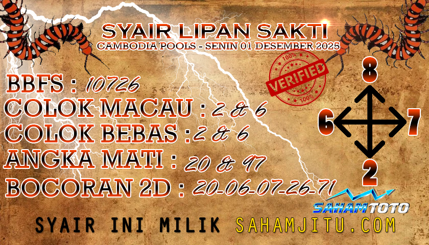 Syair lipan sakti CAMBODIA pools Hari ini SENIN 01 DESEMBER 2025