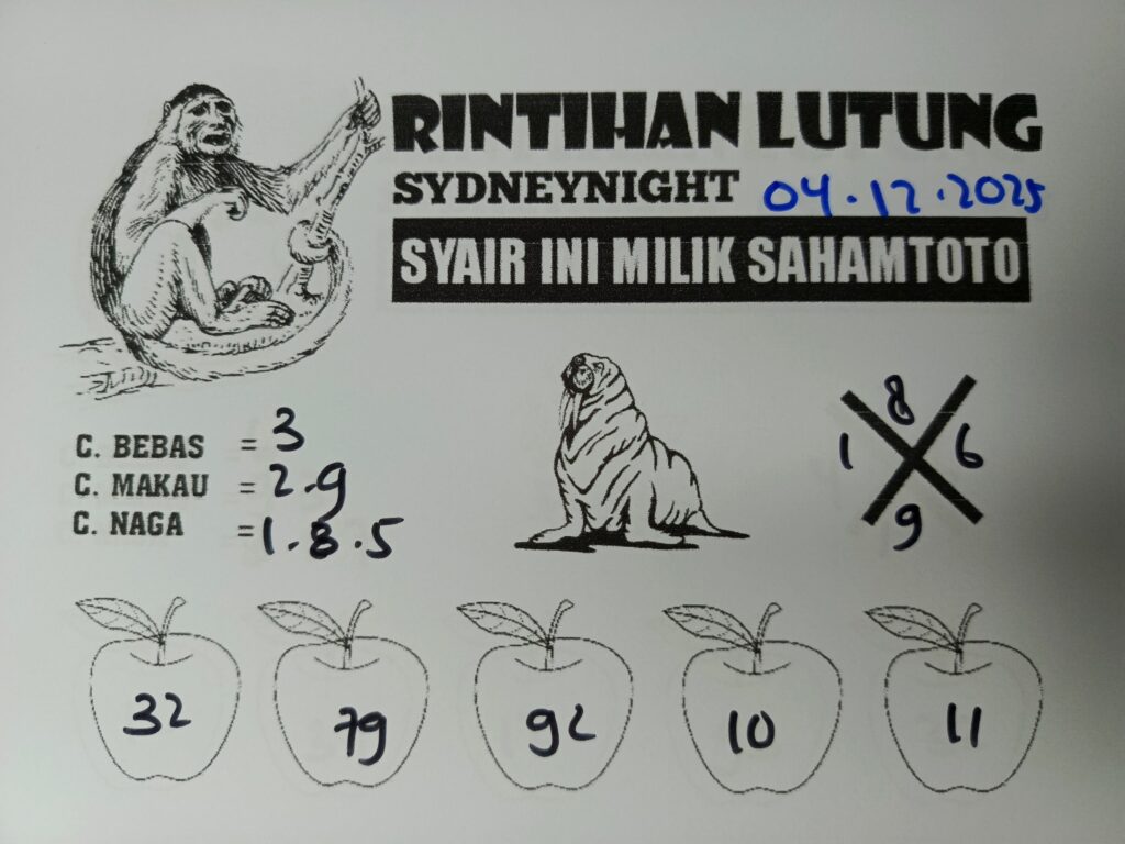 Syair Rintihan Lutung SydneyNight Hari ini Kamis, 04 Desember 2025