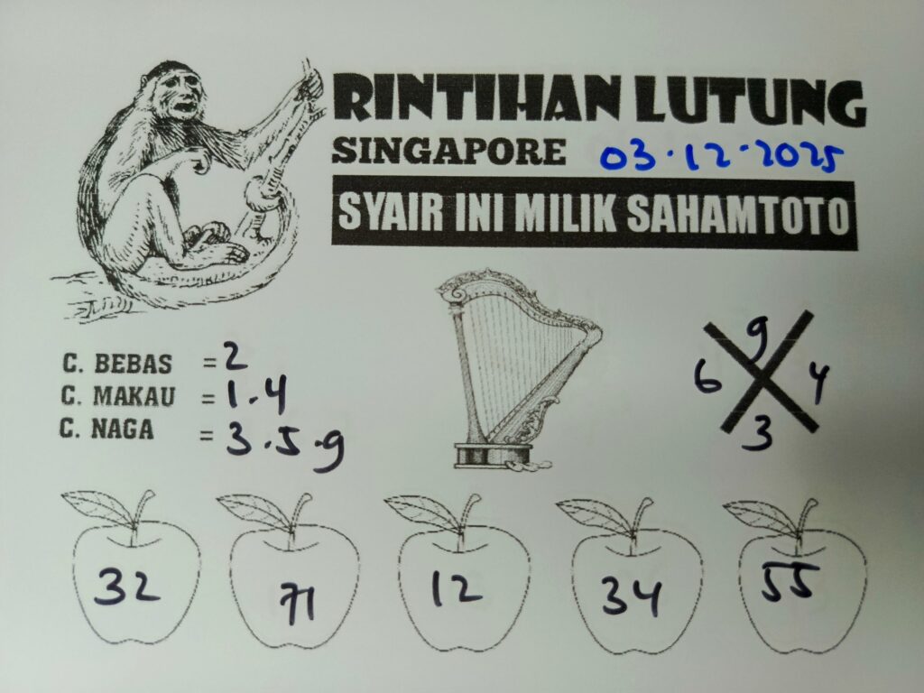 Syair Rintihan Lutung SINGAPORE POOLS Hari ini Rabu 03 DESEMBER 2025