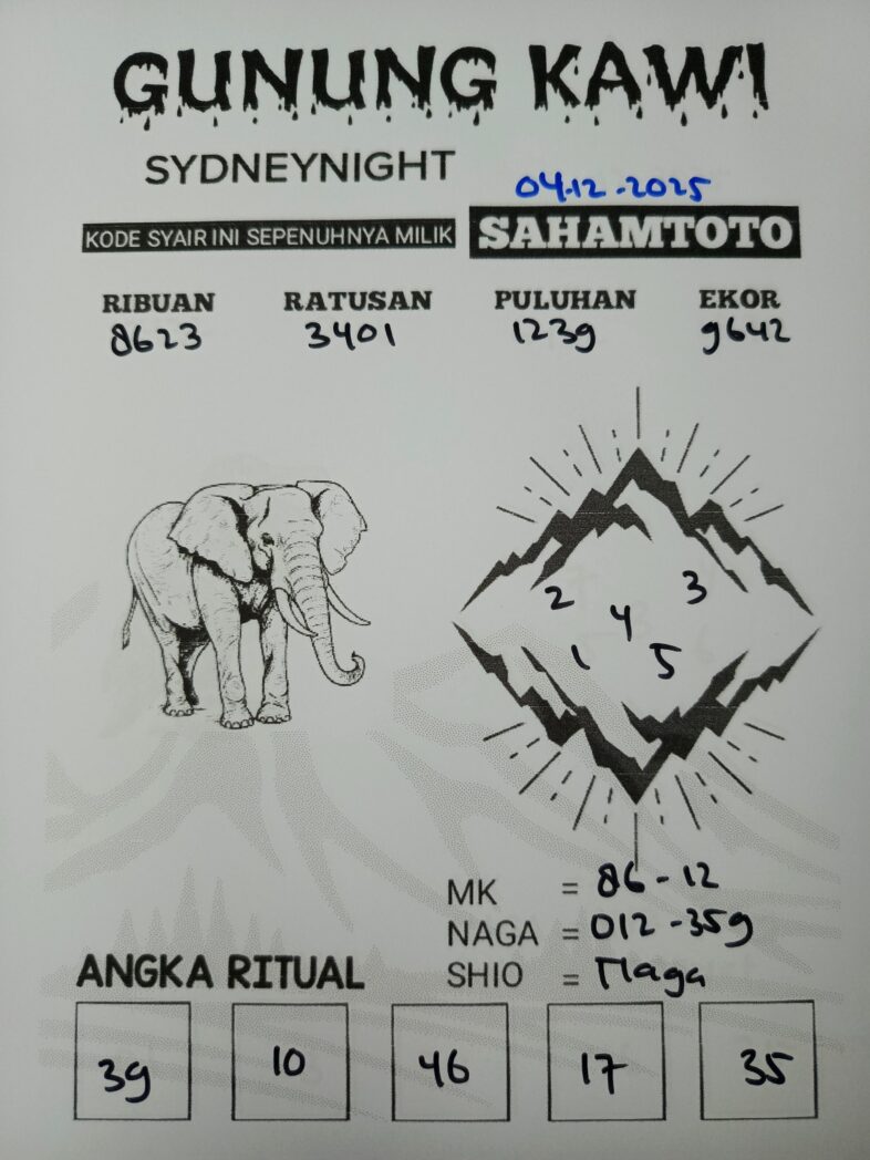 Syair Gunung Kawi SydneyNight Hari ini Kamis, 04 Desember 2025