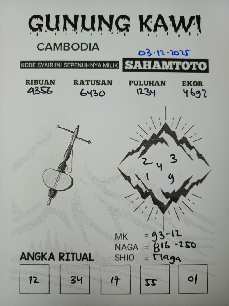 Syair Gunung Kawi CAMBODIA pools Hari ini Rabu 03 DESEMBER 2025