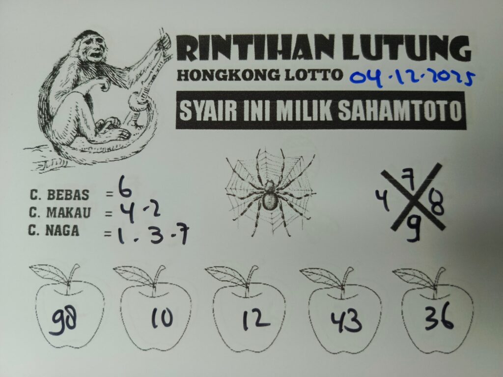 Syair Rintihan Lutung HONGKONG LOTTO Hari ini Kamis 04 DESEMBER 2025