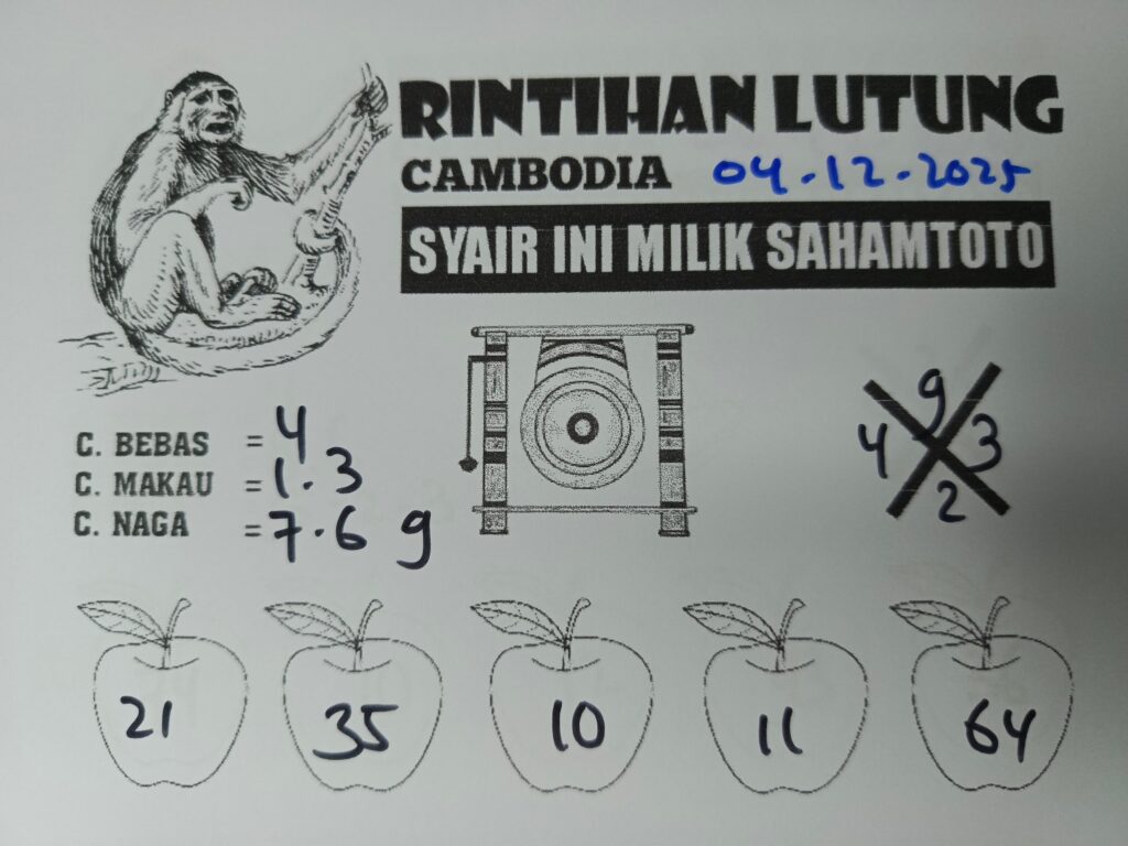 Syair Rintihan Lutung CAMBODIA pools Hari ini Kamis 04 DESEMBER 2025