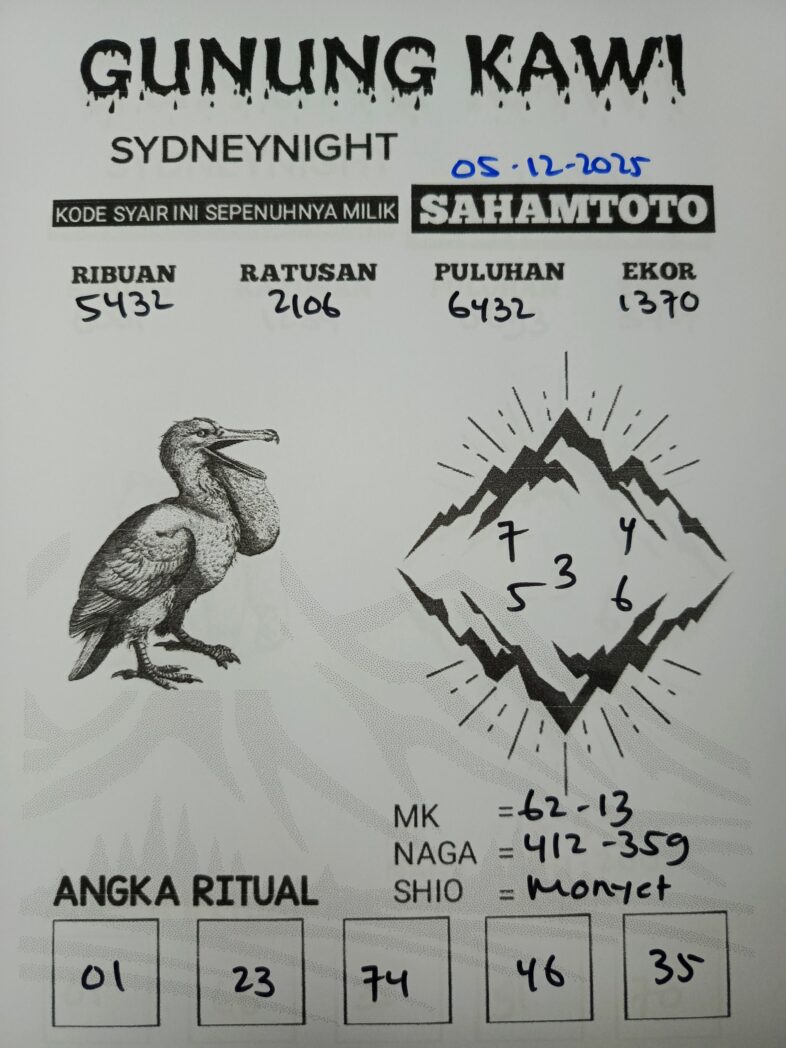 Syair Gunung Kawi SydneyNight Hari ini Jumat, 05 Desember 2025