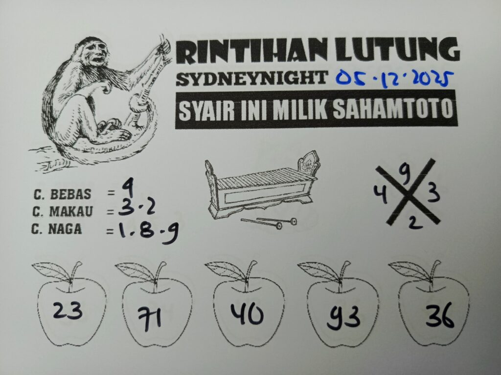 Syair Rintihan Lutung SydneyNight Hari ini Jumat, 05 Desember 2025