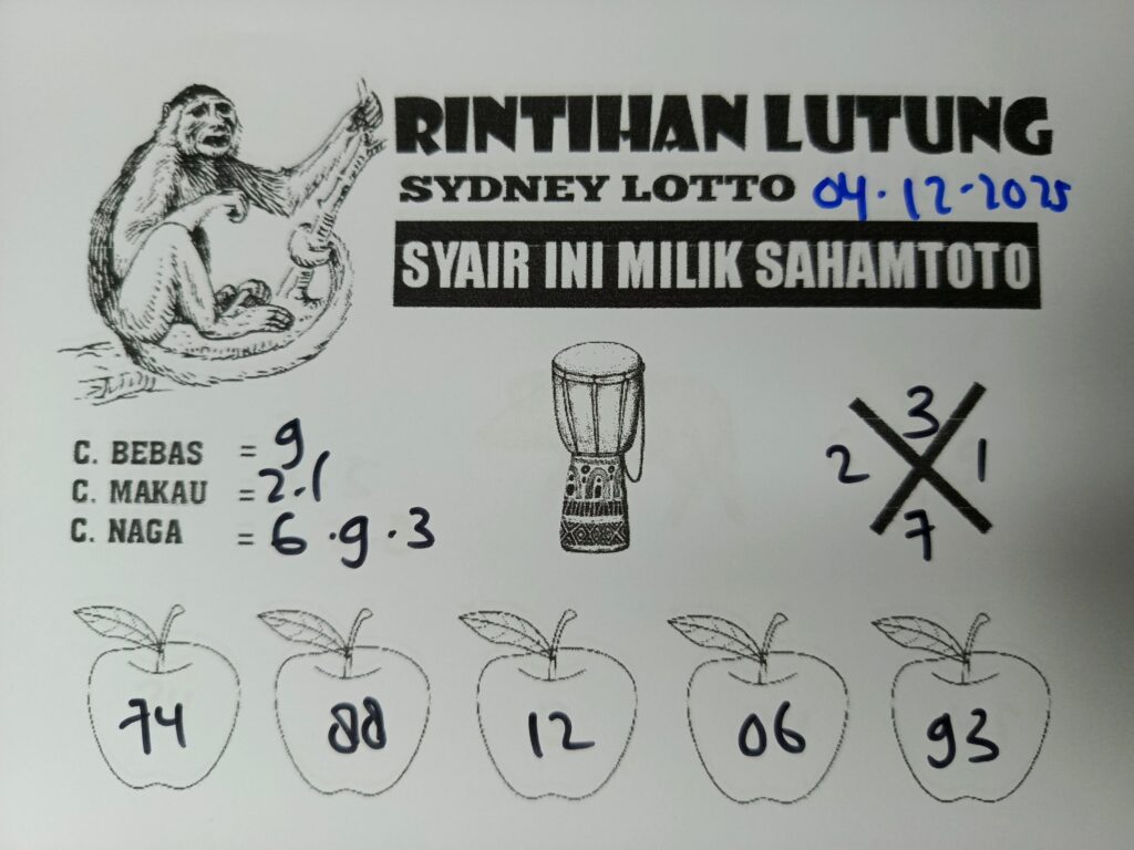 Syair Rintihan Lutung SYDNEY LOTTO Hari ini Kamis 04 DESEMBER 2025