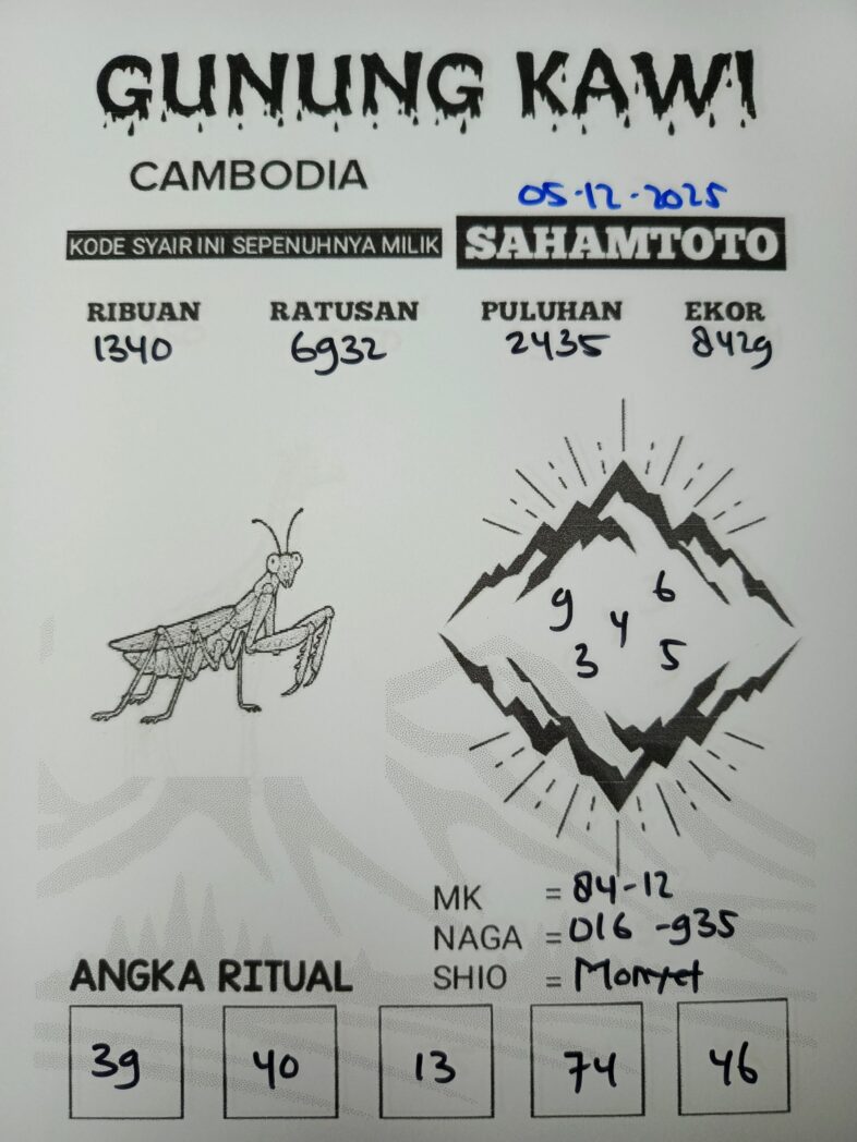 Syair Gunung Kawi CAMBODIA pools Hari ini JUMAT 05 DESEMBER 2025
