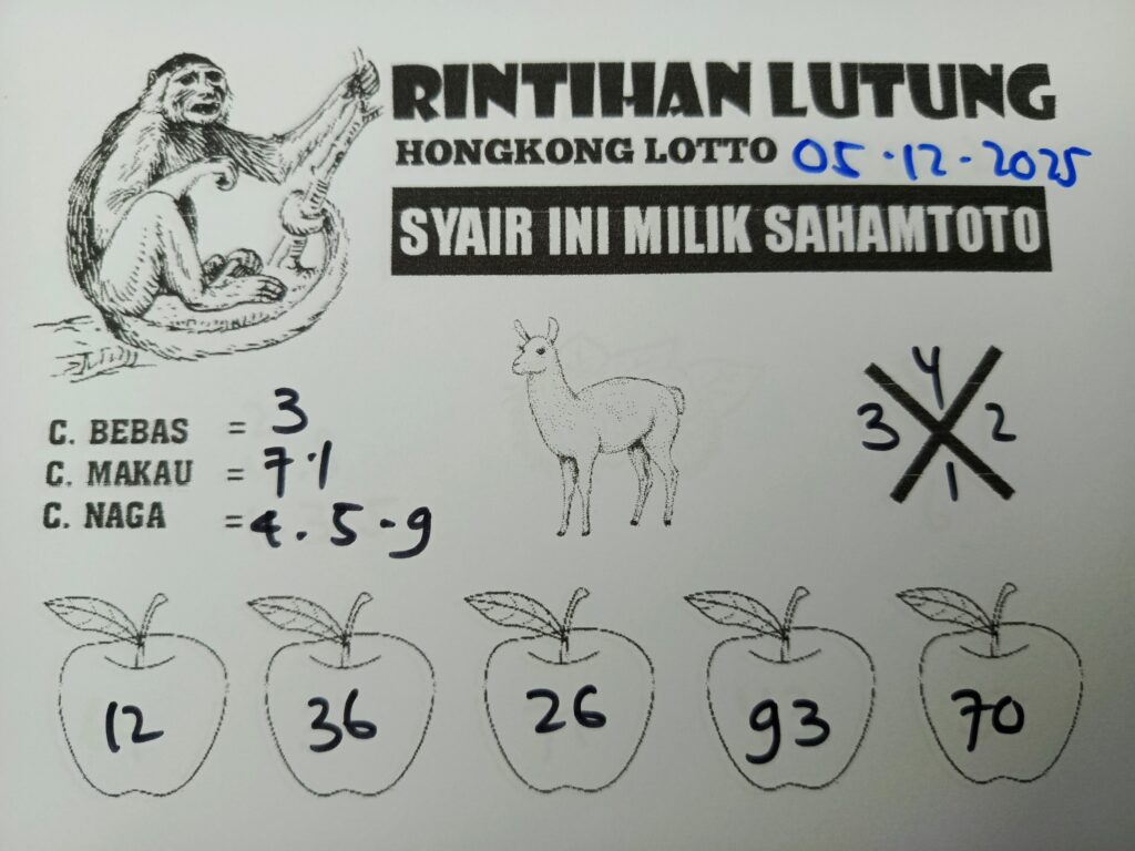 Syair Rintihan Lutung HONGKONG LOTTO Hari ini JUMAT 05 DESEMBER 2025
