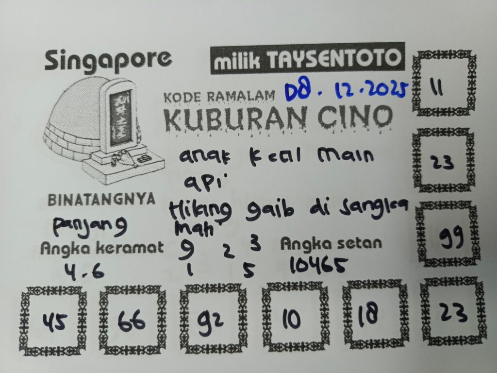 Syair Kuburan Cino SGP Hari ini Senin, 08 Desember 2025