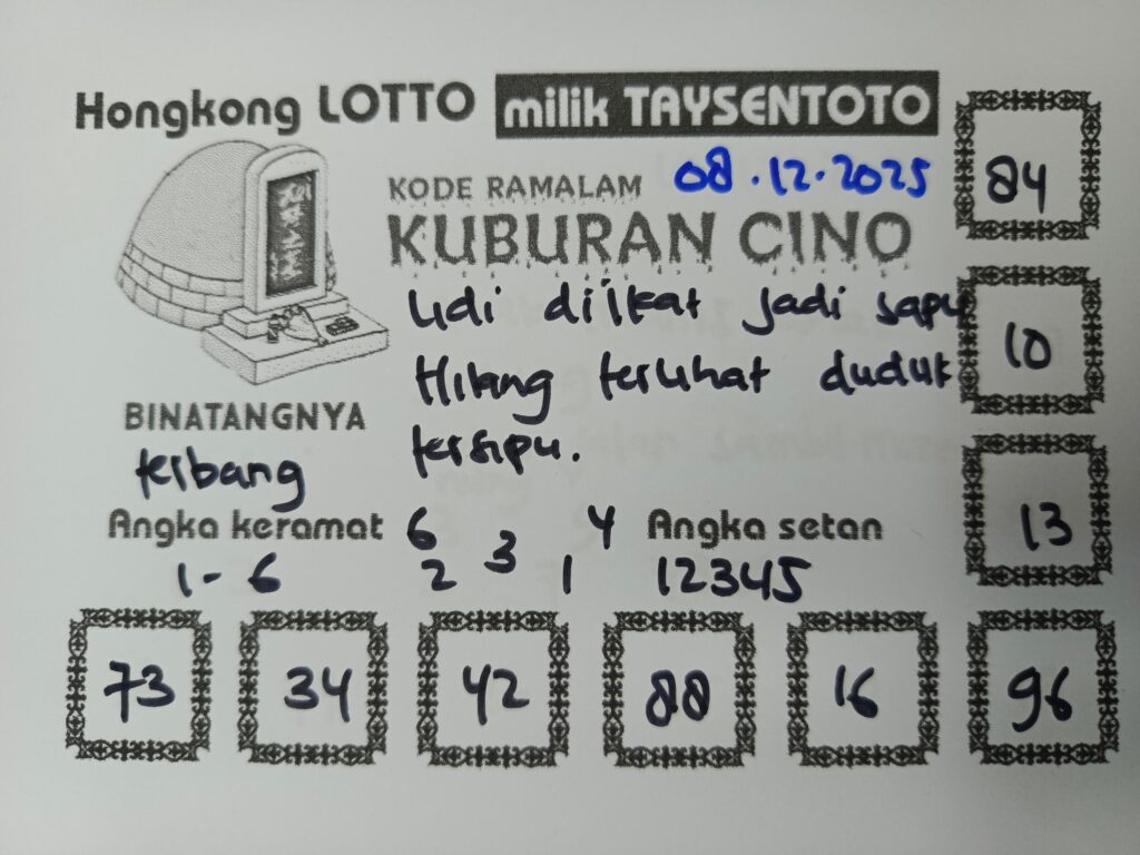 Syair Kuburan Cino HK Hari Senin, 08 Desember 2025