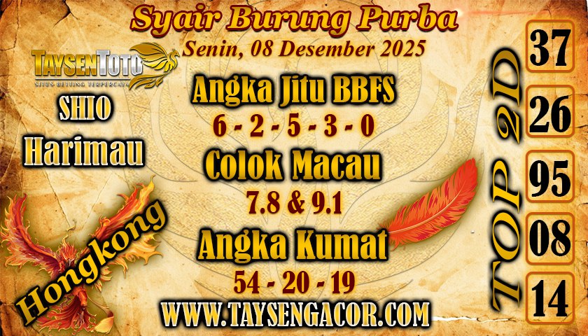 Syair Burung Purba HK Hari Senin, 08 Desember 2025
