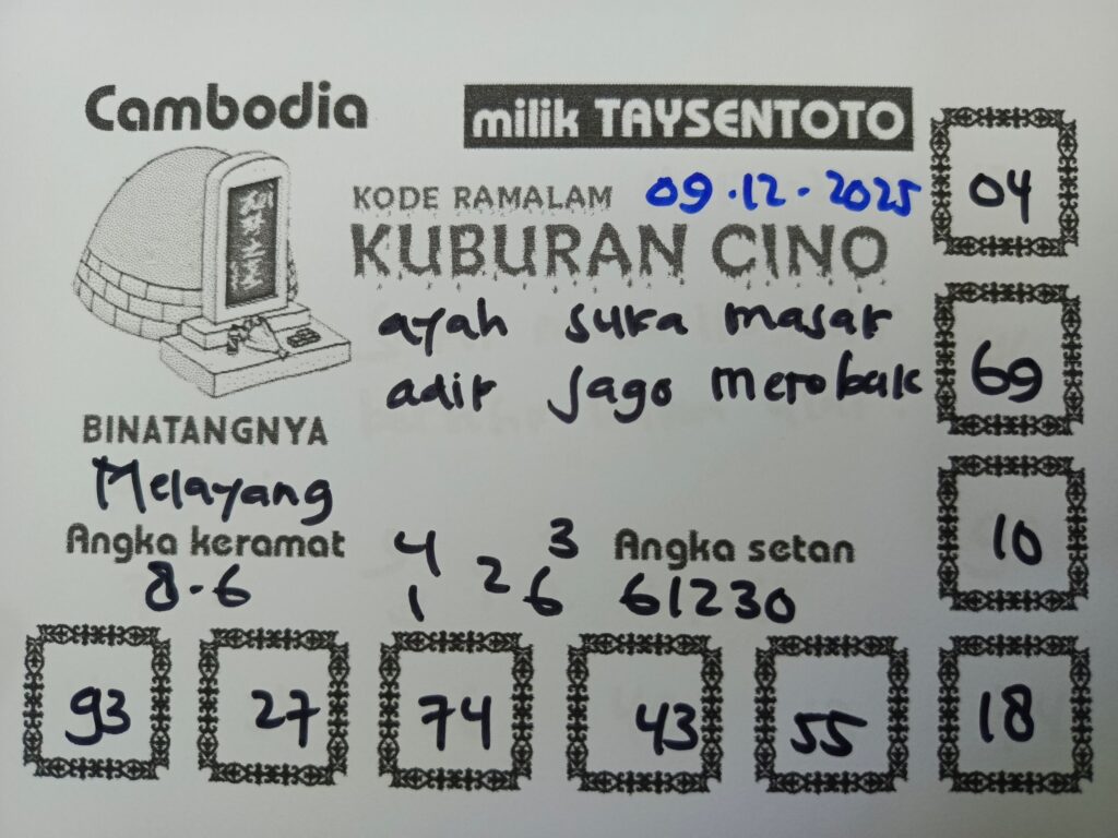 Syair Kuburan Cino Cambodia Hari Ini Selasa, 09 Desember 2025