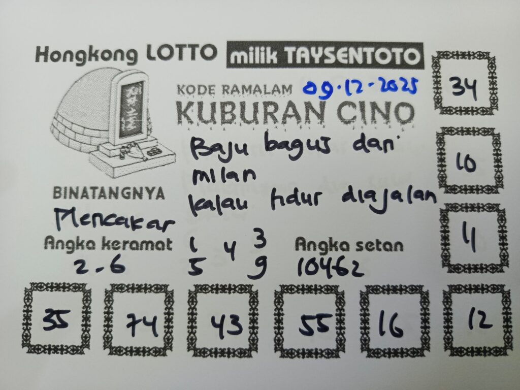 Syair Kuburan Cino HK Hari Selasa, 09 Desember 2025