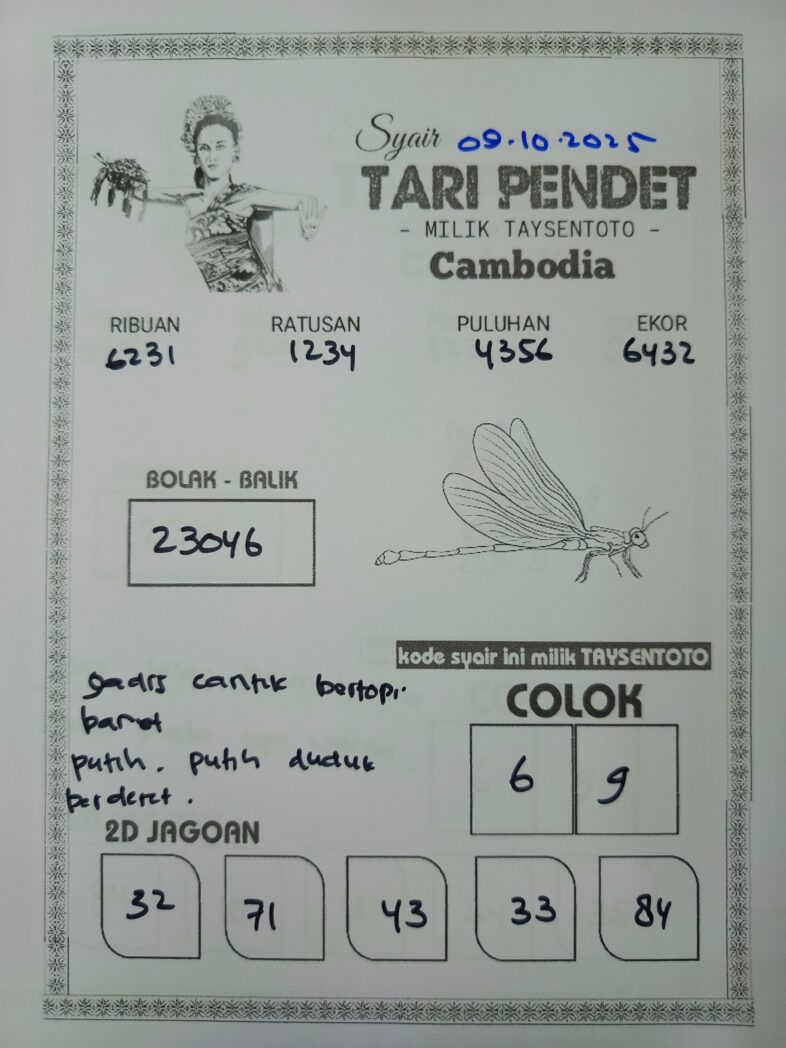 Syair Tari Pendet Cambodia Hari Ini Selasa, 09 Desember 2025
