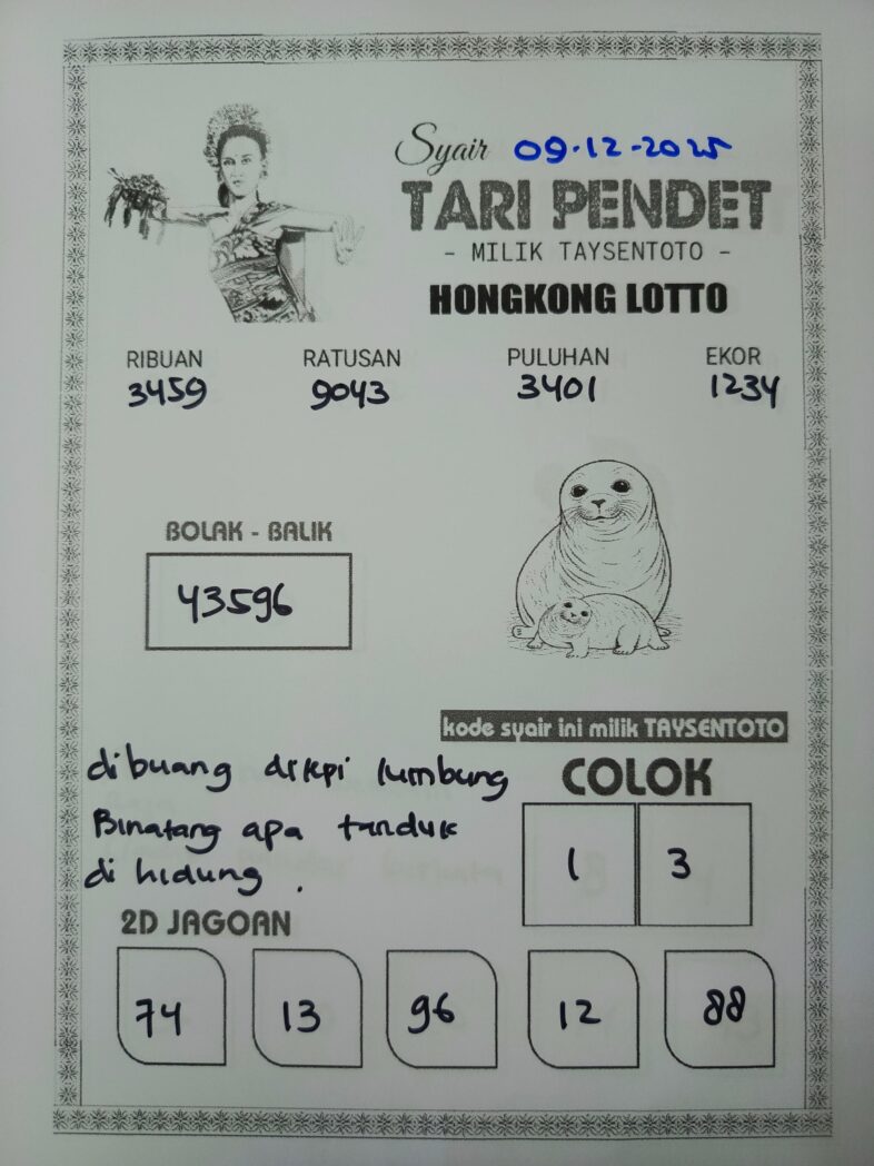 Syair Tari Pendet HK Hari Selasa, 09 Desember 2025