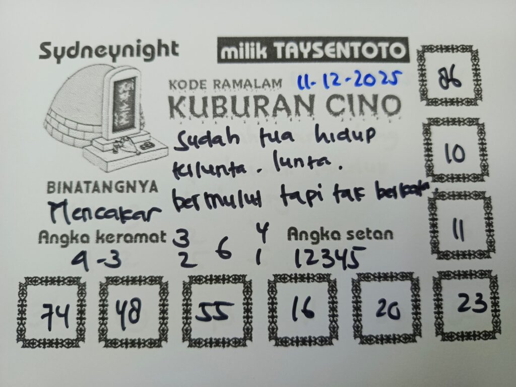 Syair Kuburan Cino SydneyNight Hari ini Kamis, 11 Desember 2025