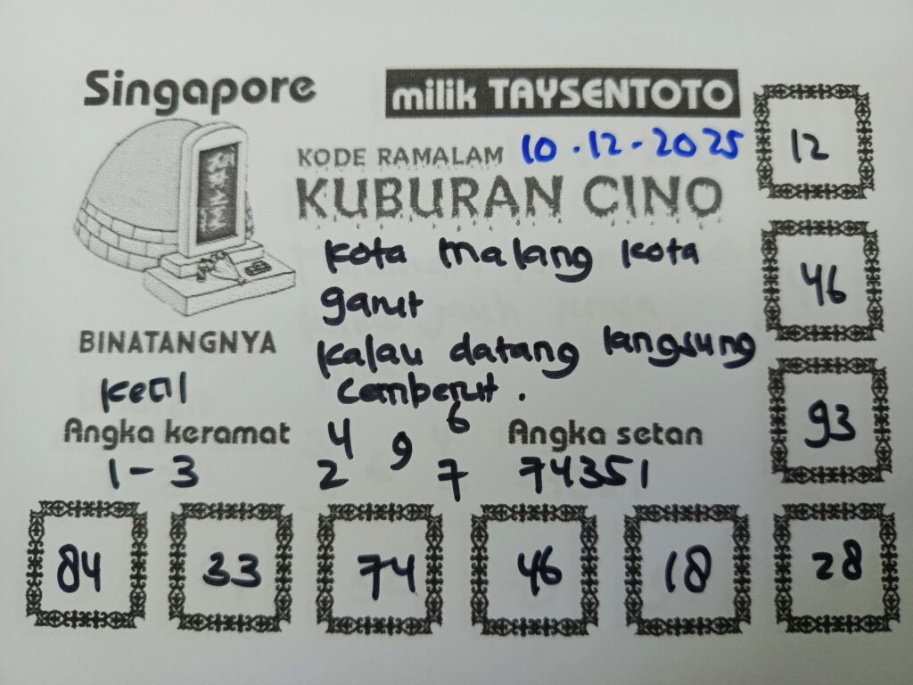 Syair Kuburan Cino SGP Hari ini Rabu, 10 Desember 2025