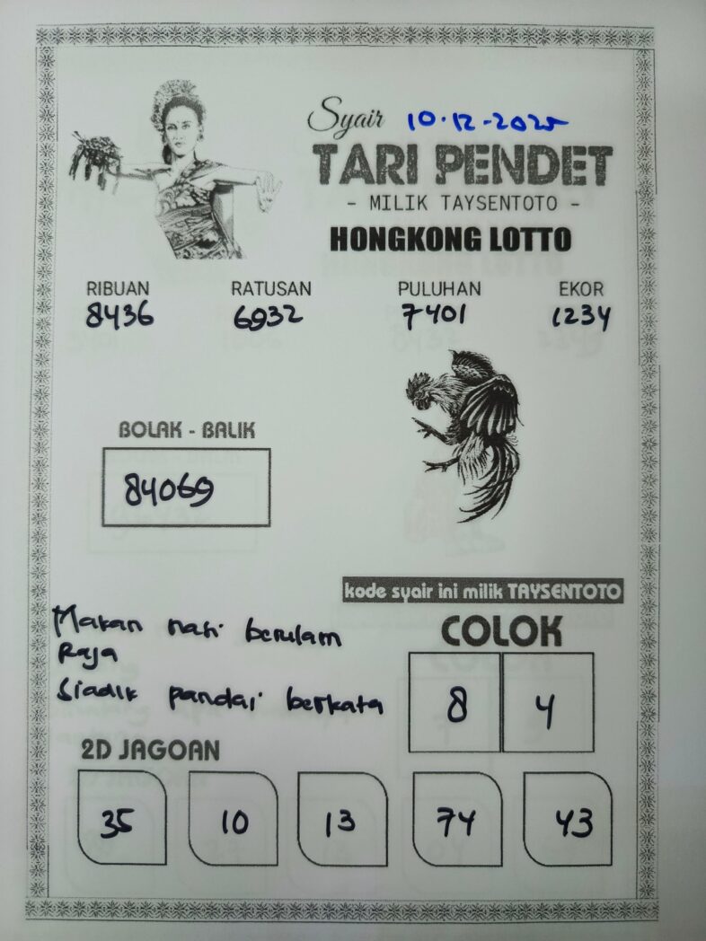 Syair Tari Pendet HK Hari Rabu, 10 Desember 2025