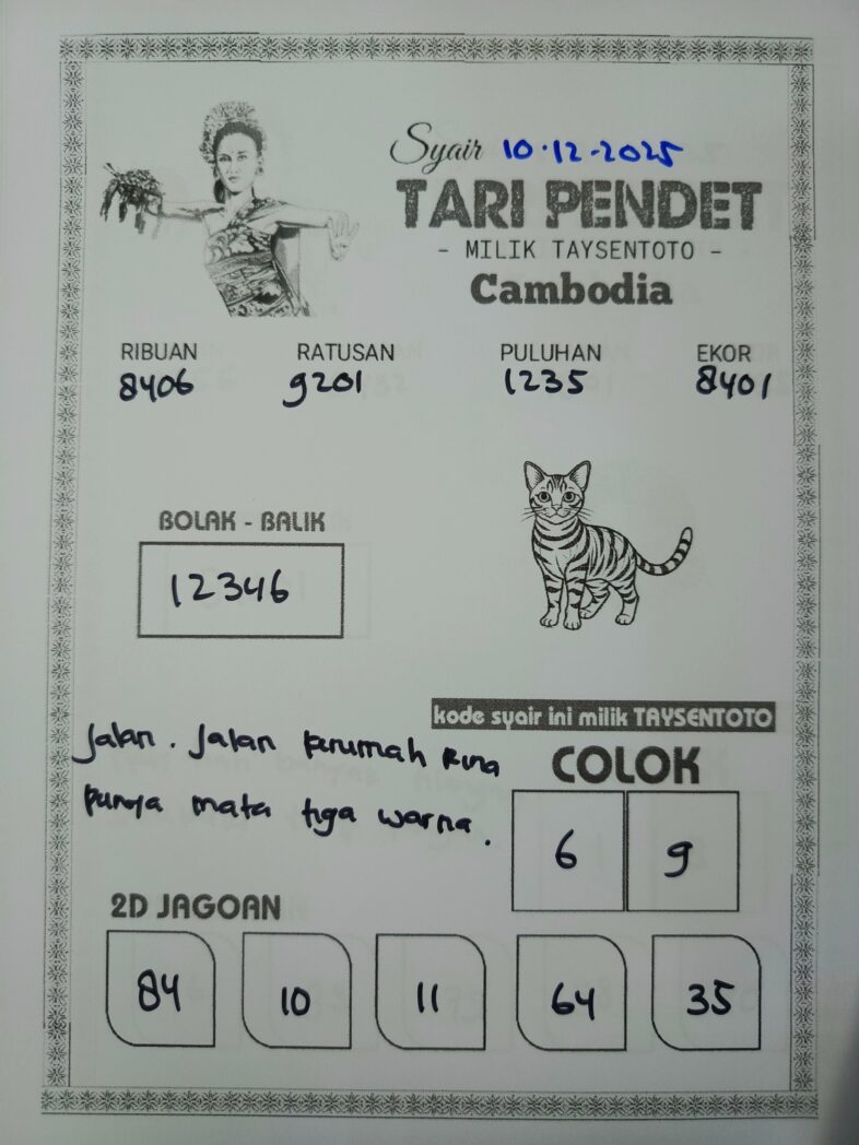 Syair Tari Pendet Cambodia Hari Ini Rabu, 10 Desember 2025