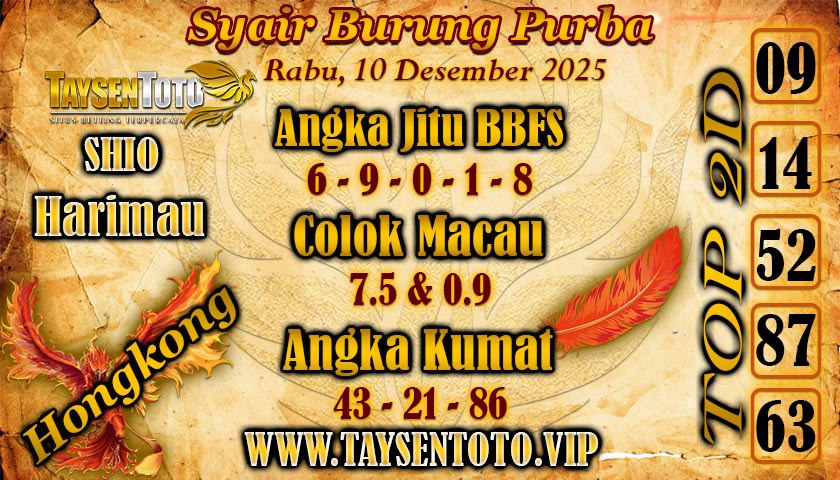 Syair Burung Purba HK Hari Rabu, 10 Desember 2025