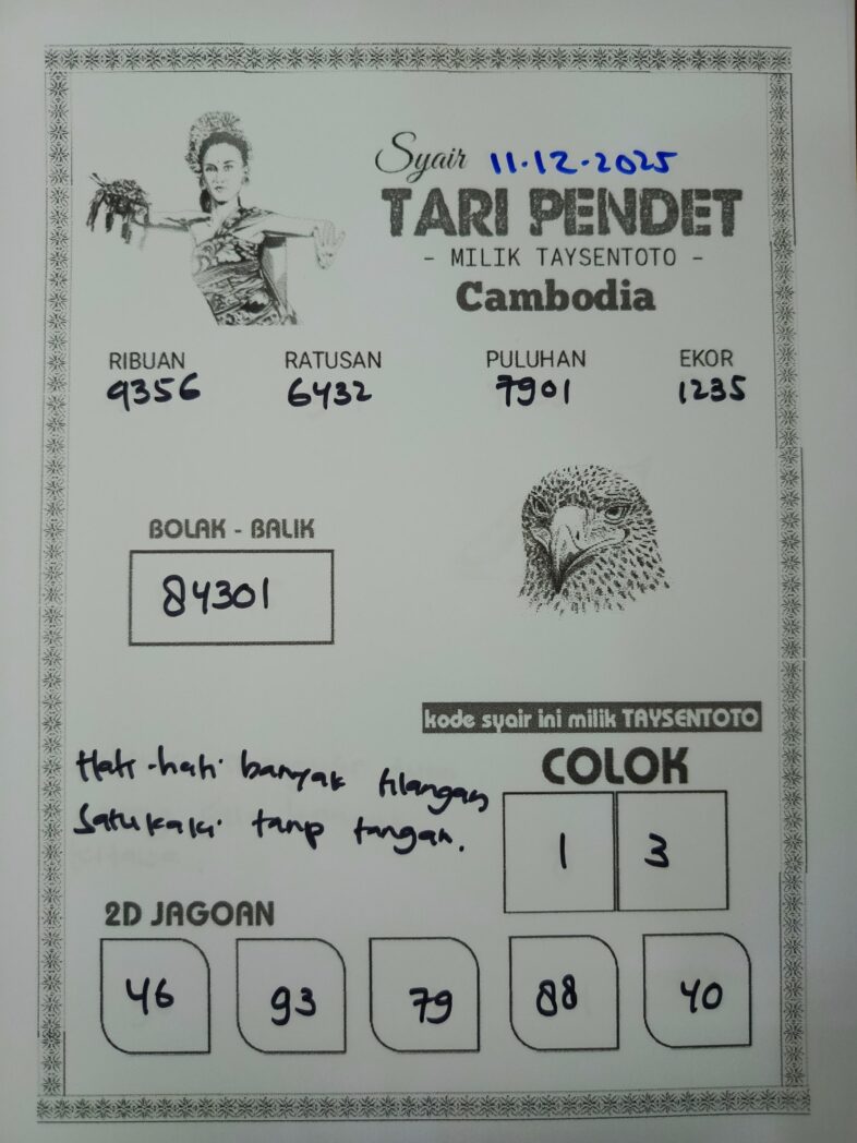 Syair Tari Pendet Cambodia Hari Ini Kamis, 11 Desember 2025