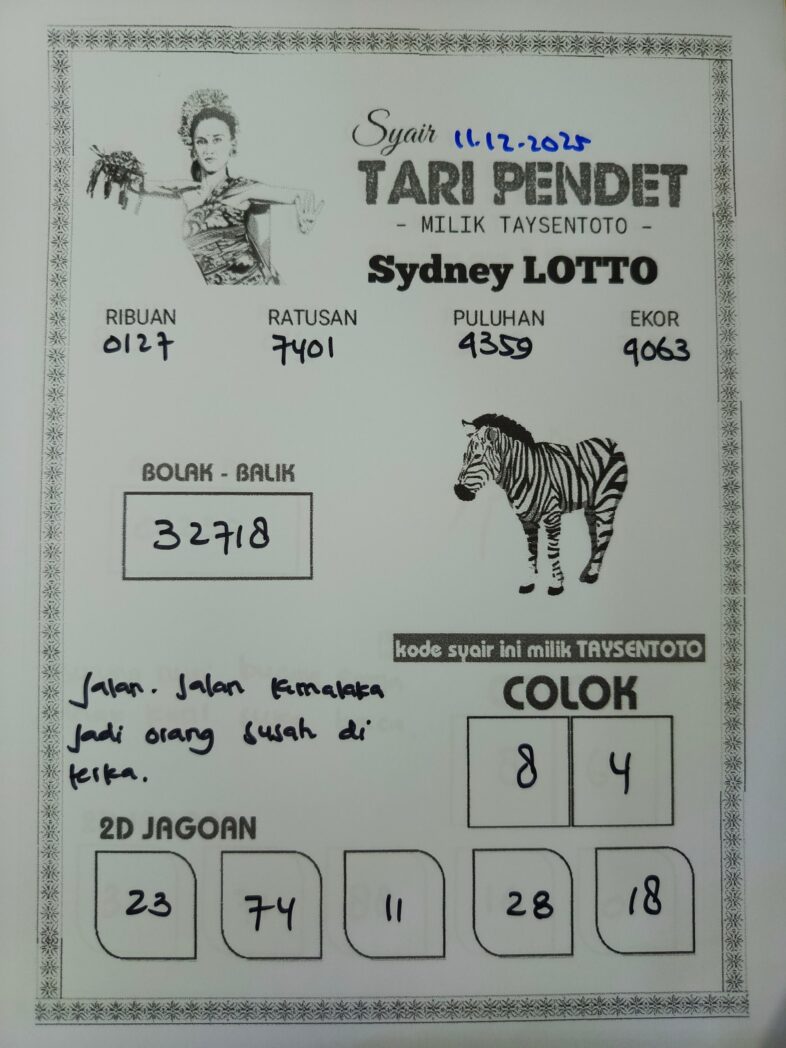 Syair Tari Pendet Sydney Hari ini Kamis, 11 Desember 2025