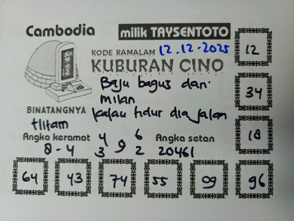 Syair Kuburan Cino Cambodia Hari Ini Jumat, 12 Desember 2025