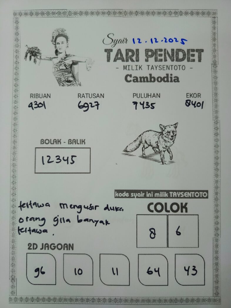 Syair Tari Pendet Cambodia Hari Ini Jumat, 12 Desember 2025