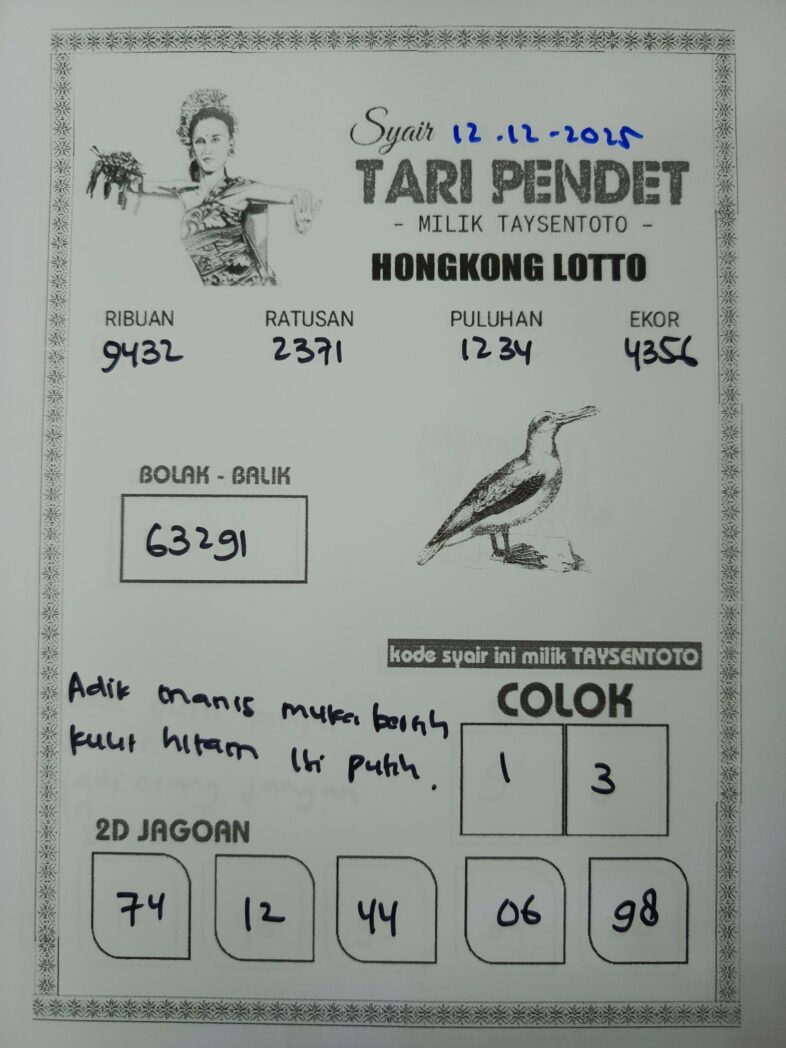 Syair Tari Pendet HK Hari Jumat, 12 Desember 2025